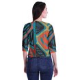 thumbnail image 3 of Moomaya Printed Keyhole Neck Ring Top Casual 3/4th Sleeve Tees Tank Tunic Top, 3 of 5