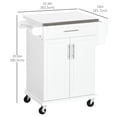 thumbnail image 3 of HOMCOM Kitchen Island, Rolling Kitchen Cart with Stainless Steel Top, White, 3 of 10