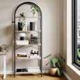 thumbnail image 1 of Kojooin Five-Tier Arched Display Rack 71-Inch, Industrial Metal Bookshelf with Adjustable Feet, 5-Shelf Storage Cabinet for Living Room, Office, 1 of 8