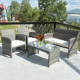 thumbnail image 3 of Costway 4 Pc Rattan Patio Furniture Set Garden  Sofa Cushioned Seat Mix Gray Wicker, 3 of 9