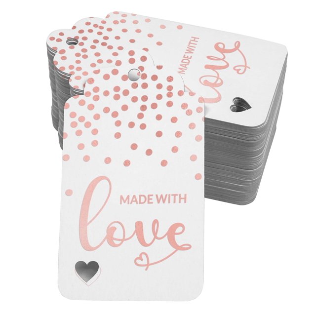 Inkdotpot Rose Gold Foil Paper Hang Tags Made With Love Text Favor Tags 50 Pack