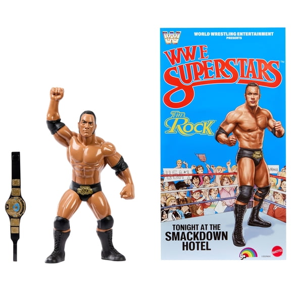LJN WWE Superstars The Rock Action Figure, 1980s Retro 8-inch Collectible Toy