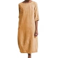 thumbnail image 1 of Innerwin Robe Midi Simple Robes pour Femmes Plage Col Rond Confortable Jaune TG, 1 of 4