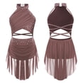 thumbnail image 1 of TiaoBug Robe de Danse Lyrique pour Filles Jupe Asymétrique à Sequins Col Licou Justaucorps de Patinage Artistique Robe Rose Poudré 10, 1 of 6