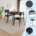 thumbnail image 4 of Garvee Small Dining Table Set for 2, 3-Piece Square Kitchen Table with 2 Upholstered Chairs, Black, 4 of 9