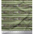 thumbnail image 1 of Soimoi Polyester Crepe Fabric Leaves & Floral Block Printed Fabric 1 Yard 52 Inch Wide, 1 of 3