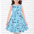 thumbnail image 2 of Yanlir Robe d'Été Sans Manches pour Filles 2025 Nouvelle Robe de Vacances à Col Rond Imprimée à la Mode pour un Port Quotidien Élégant et Confortable 4-14 Ans (Bleu, 4-5 Ans), 2 of 3