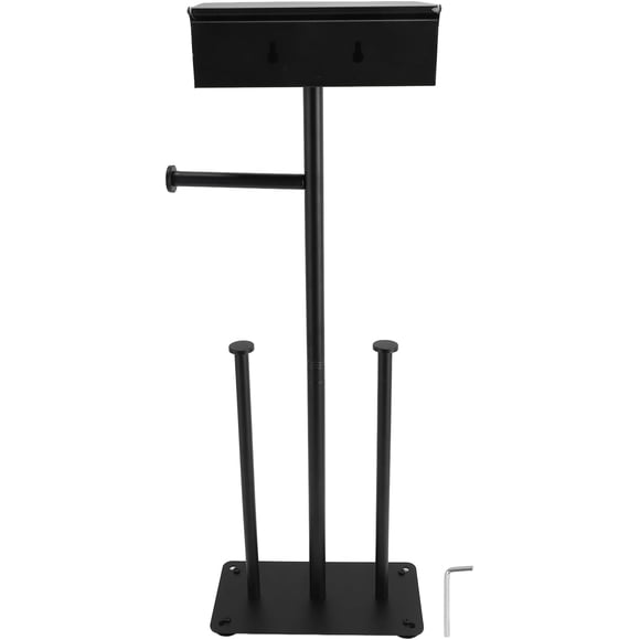 Freestanding Toilet Paper Holder Stand Stainless Steel Anti Slip Silicone Feet Space Saving Bathroom Accessory for Small Spaces Black Finish