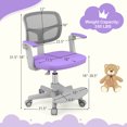 thumbnail image 3 of Costway Kids Desk Chair Children Study Chair with Adjustable Height, Armrest & Footrest Purple, 3 of 10