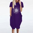 thumbnail image 1 of Fshaion Robe d'Été pour Femmes 2024 Grande Taille Robe Décontractée Ample à Imprimé Tournesol Robe à Manches Courtes à Col en V Liquidation à Moins de 10!, 1 of 5
