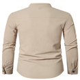 thumbnail image 4 of Chemise Henley Boutonnée Classique pour Hommes avec Tissu en Lin de Coton Rétro, 4 of 5