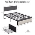 thumbnail image 2 of Lit Plateforme Moderne et Simple avec Tête et Pied de Lit Rembourrés en Lin, Cadre de Lit à Lattes en Acier Robuste Format Double Base de Matelas/espace Suffisant pour le Rangement/aucun Sommier Requis, 2 of 9