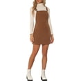 thumbnail image 1 of Unique Bargains Robe Salopette Tablier en Velours Côtelé à Bretelles Réglables pour Femme Caramel S, 1 of 6