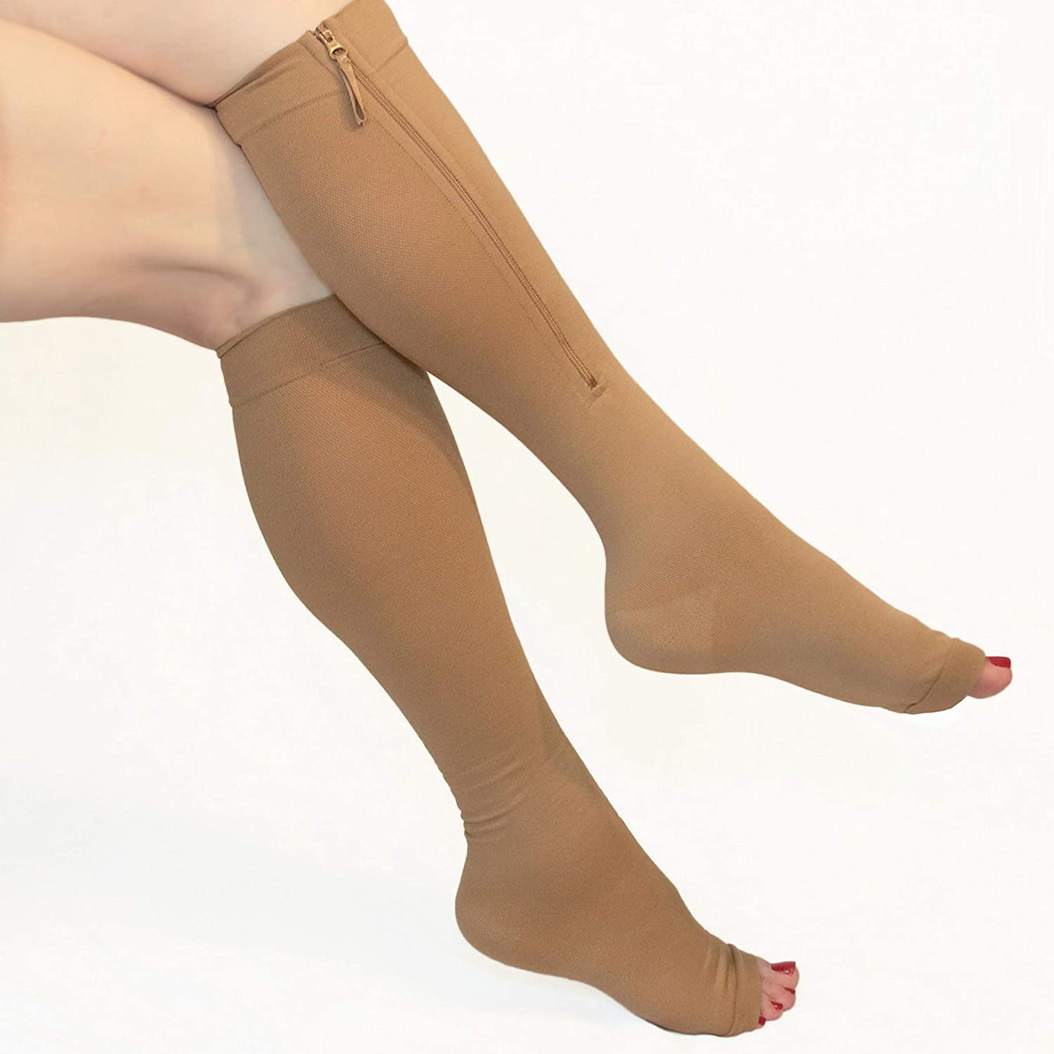 Compression Socks Zipper 20-30mmHg: Knee-high, 2XL