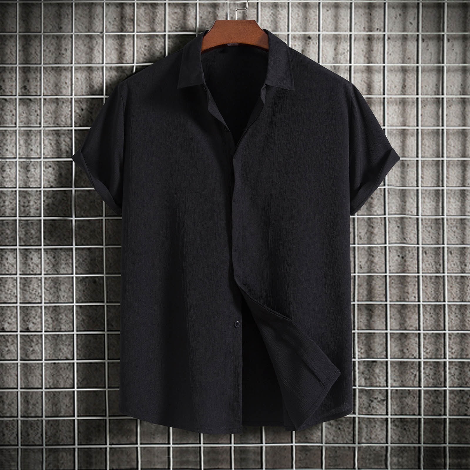 zanvin Hauts d'Été, Chemise Décontractée pour Homme Unie à Col Rabattu à Manches Courtes avec Fermeture à Boutons, Blouse Hawaïenne