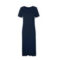 thumbnail image 4 of PEZHADA Longue Robe pour Femmes Été Robe Décontractée pour Femmes à Col Rond Couleur Unie Longue Robe à Manches Courtes Robe à Col Rond à Manches Longues Longue Robe à Manches Longues Longue Robe pour Femmes, 4 of 7