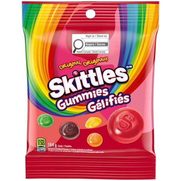 SKITTLES, Original Gummy Candy, Bag, 164g