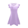 thumbnail image 3 of Robes d'Été Décontractées pour Filles Robe de Fête pour Enfants Manches à Volants en Maille Design en Ligne avec Poches pour 4 à 11 Ans, 3 of 4