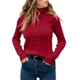 thumbnail image 1 of Mrat Chandail d'Automne pour Femme Chandail Décontracté Mode pour Femme Chandail à Manches Longues à Col Rond pour Femme Chandails à Col Rond S-110 Rouge-A L, 1 of 3