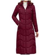 Pincandy Girl Womens Maxi Puffer Winter Coats - Long Quilted Jackets for Women Weather Resistant Puffer Parka Hooded Jacket