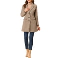 thumbnail image 2 of INSPIRE CHIC Manteaux pour Femmes Revers Cranté Manches Longues Simple Boutonnage Automne Hiver Caban 3TG Beige Foncé, 2 of 6