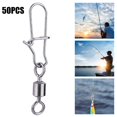 thumbnail image 1 of 50 Pcs Pivot de Pêche, Broche de Connecteur de Pêche en Acier Inoxydable Durable Émerillons Roulants Outil de Pêche à Pression, 1 of 8