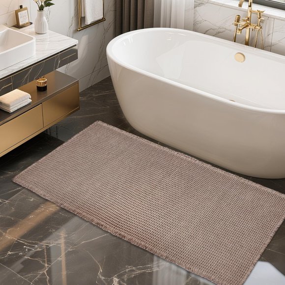 ZALL Tapis de Bain Gaufré Beige, Super Absorbant Antidérapant