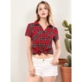 thumbnail image 2 of INSPIRE CHIC Chemise à Carreaux pour Femme en Coton Style Boyfriend à Boutons devant à Manches Courtes, 2 of 6