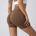 thumbnail image 4 of WEIYLL Yoga Womans Shorts Seamless Scrunch Workout Gym Solid Color Coffee Pants M, 4 of 5