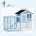 thumbnail image 3 of PawHut 48" Wooden Rabbit Hutch With Slant Roof and Run, Light Blue, 3 of 9
