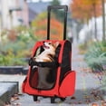 thumbnail image 2 of PawHut Sac de Transport pour Animaux, Boîte à Bagages pour Chat et Chien, Caisse à Roulettes avec Support Amovible, Rouge, 2 of 10
