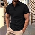 thumbnail image 2 of HVOBTTY Mens Summer Soft Versatile Pullover Casual Fashion Solid Color Collared Short Sleeve Loose Breathable Daily Base Layer Tops Black, L, 2 of 5
