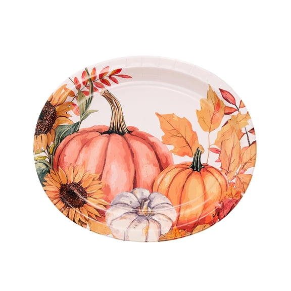 Way to Celebrate 8 Counts Oval Pumpkin Pattern Plate
