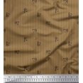 thumbnail image 1 of Soimoi Brown Poly Georgette Fabric Buds & Stripe Print Fabric by Yard 52 Inch Wide, 1 of 4