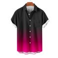 thumbnail image 4 of Hot6sl Économies d'Été Liquidation Chemisier & Chemise à Manches Courtes Col Rabattu, Chemise Décontractée Mode Homme Col Rabattu Imprimé Dégradé Manches Courtes Bouton Chemisier, Chemisier Polyester Homme Rose Vif, 3TG, 4 of 5