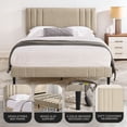 thumbnail image 2 of DeCoro Chicago Modern Tufted Upholstered Platform Full Size Bed Frame, Linen, 2 of 11