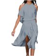 thumbnail image 2 of Robe d'Été pour Femmes 2024 Mode Grande Taille Décontractée Ample à Col Rond Unie à Manches Courtes Robe Rabais de 50 % Liquidation!, 2 of 6