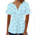 thumbnail image 1 of Blouses for Women Womens Printed V-neck Button Up Short Seeved Top, 1 of 1
