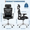 thumbnail image 3 of AKDSteel Ergonomic Mesh Office Chair, High-Back Executive Desk Chair With Adjustable Lumbar Support And 360° Swivel, 3 of 7