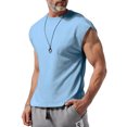thumbnail image 2 of Timegard Débardeur Homme Manches Courtes Col Rond Couleur Unie Chemises Été Décontracté Léger Basique, 2 of 7