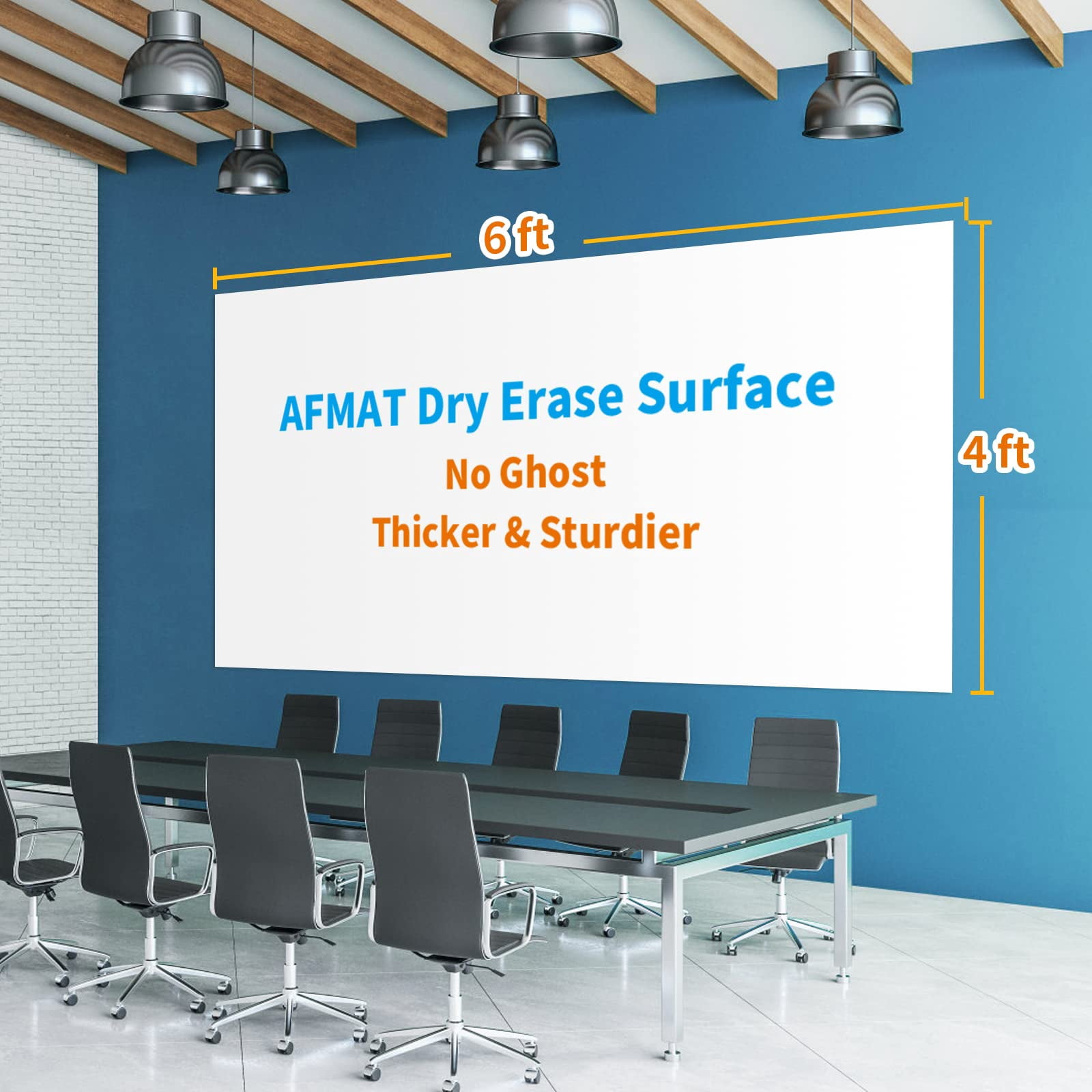 AFMAT Whiteboard Wallpaper, 6x4ft Dry Erase Contact Paper, Large Peel and Stick White Board Contact Paper, Stain-Proof & Super Sticky, No Ghost After 60 Days, Dry Erase