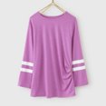 thumbnail image 4 of WEAIXIMIUNG Chemise à Phrase pour Enfants Petites Filles Tunique Col Rond Couleur Unie Manches Longues Rayée Confortable Décontractée avec Boutons Latéraux Blouse T-Shirt 4-5 Ans, 4 of 6