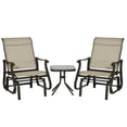 thumbnail image 1 of Outsunny 3PCs Glider Rocking Chairs with Table for Patio, Garden, Dark Grey, 1 of 10