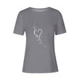thumbnail image 5 of EGNMCR T Shirts pour Femmes T-shirt Casual Imprimé Col Rond Manches Courtes Pull Blouse Tops, 5 of 5