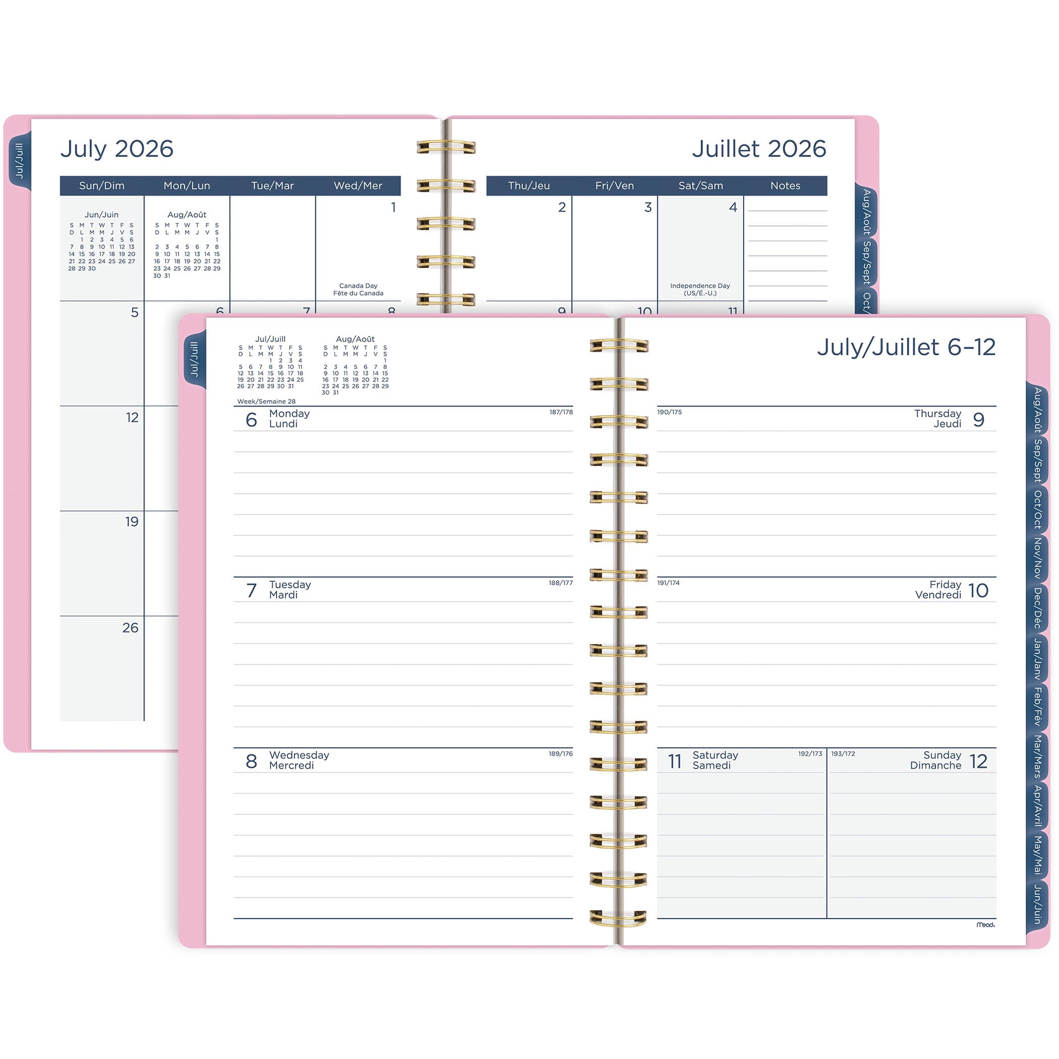 Agenda scolaire hebdomadaire et mensuel format petit Mead® Daydream Bubbles 12 mois 2026‑2027