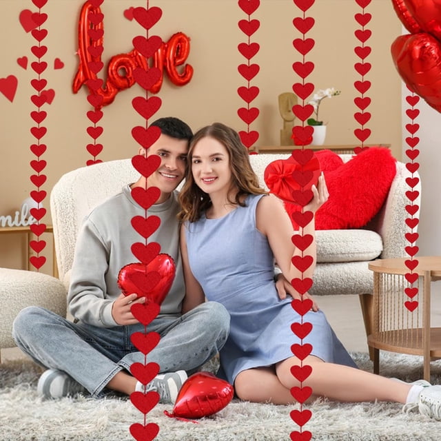 Mlkoz Home Decor , Rideau de Porte Rouge en Forme de Cœur Non Tissé pour Mariage, Cadeaux pour Maman