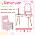 thumbnail image 3 of Costway Kids Vanity Set with 3-Color Lighting Modes, Adjustable Brightness, Mirror Cabinet Pink, 3 of 10