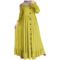 thumbnail image 1 of Kcodviy Nouvelles Robes Maxi Décontractées en Lin de Style Musulman pour Femmes Rétro Robe Maxi Décontractée Robe Grande Taille pour Femmes Décontractée Ample Col Rond à Volants Robes pour Femmes Décontractées d'Été Ourlet Robe pour Grande Taille P, 1 of 8
