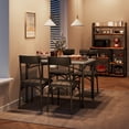 thumbnail image 3 of Dining Table Set for 4, Kitchen Table and Chairs, Metal and Wood Rectangular Dining Room Table Set with 4 Upholstered Chairs, 5 Piece Dining Set for Small Space, Apartment, Rustic Brown, 3 of 9