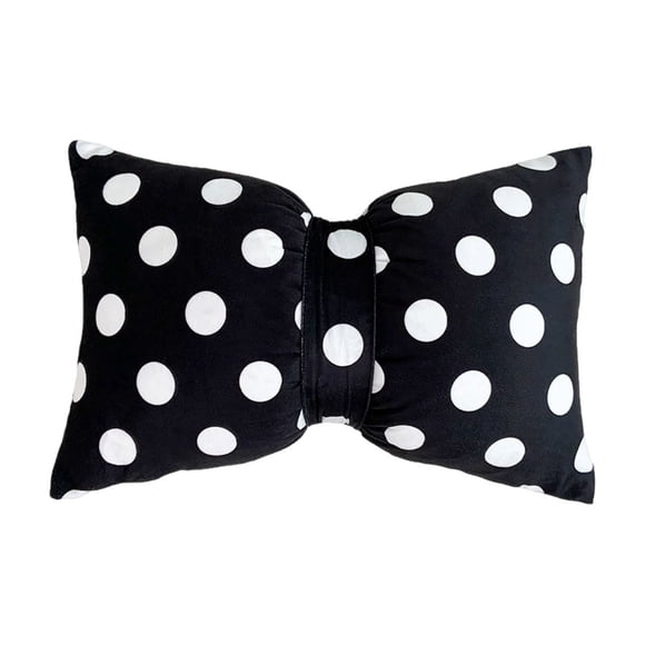 VVQ Stripe Bow Decorative Throw Pillow 50x33cm, Soft Velvet Lumbar Pillow 3D Bow Knot for Couch Bed Sofa Home Decor, Polka Dot Patterned Cushion for Living Room Bedroom Office